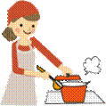 料理をしている女性のイラスト
