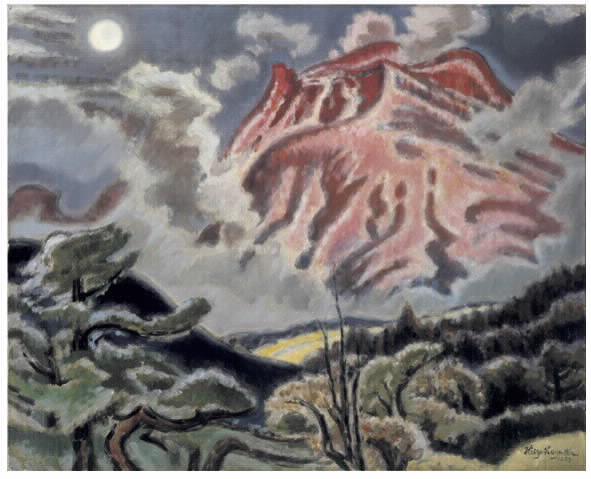 「浅間山黎明」絵画の写真