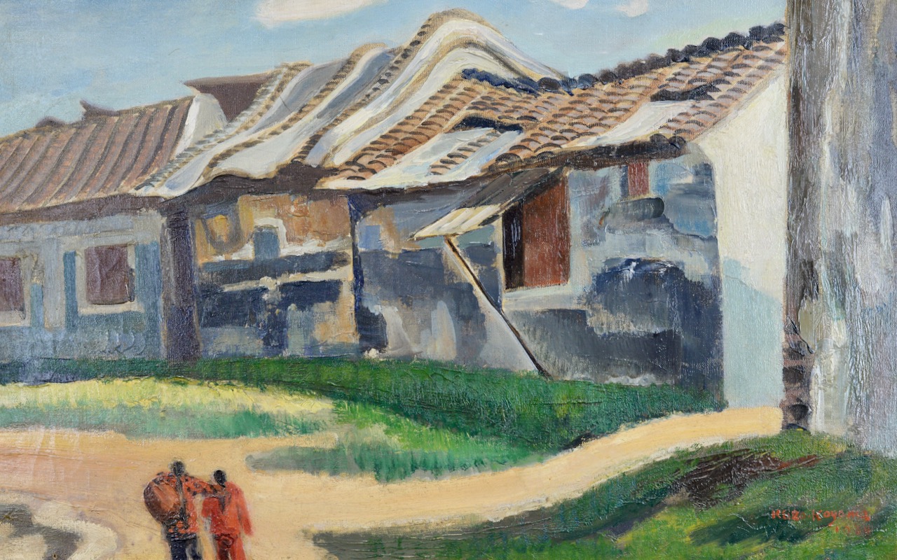 中国の民家1934年制作油彩
