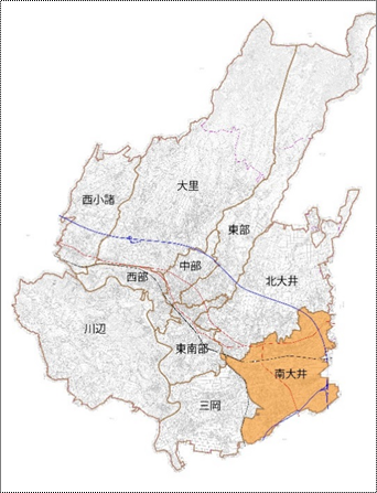 南大井地区紹介nの地図のイラスト